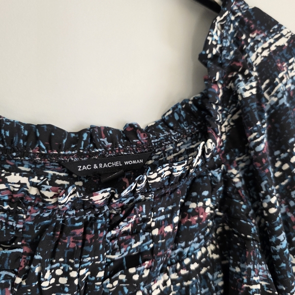 Zac & Rachel Women's Multi-Colored Patterned Ruffle Blouse Sz 2X - Picture 9 of 12